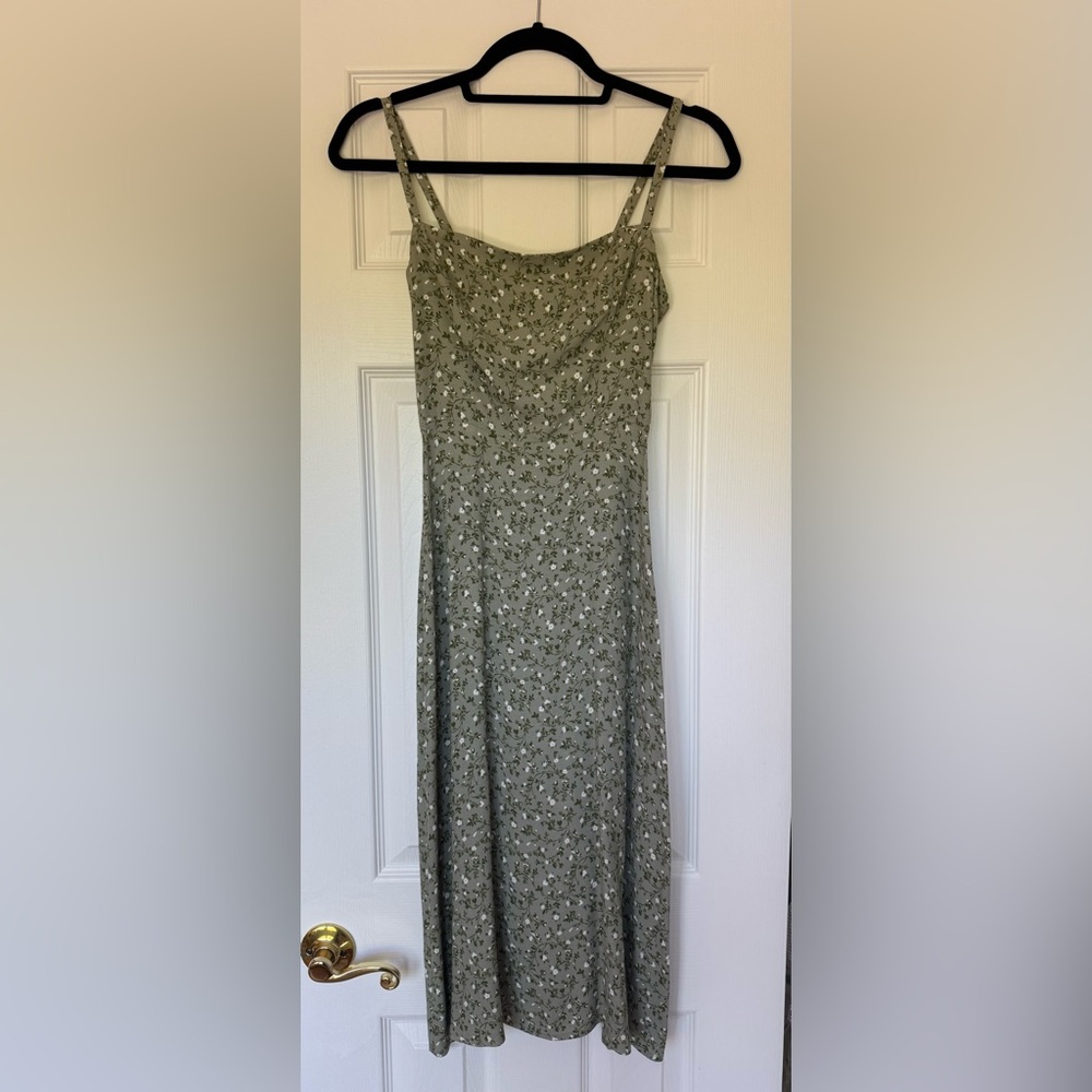 REFORMATION Floral Green Midi Dress